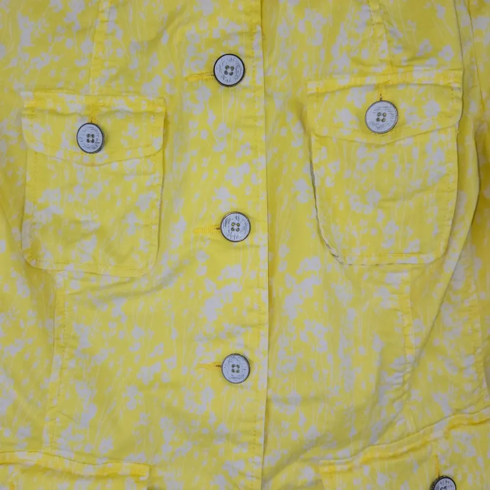 Cabi Womens Jacket Size Small Chore Dainty Floral Artsy Art To Wear Yellow White